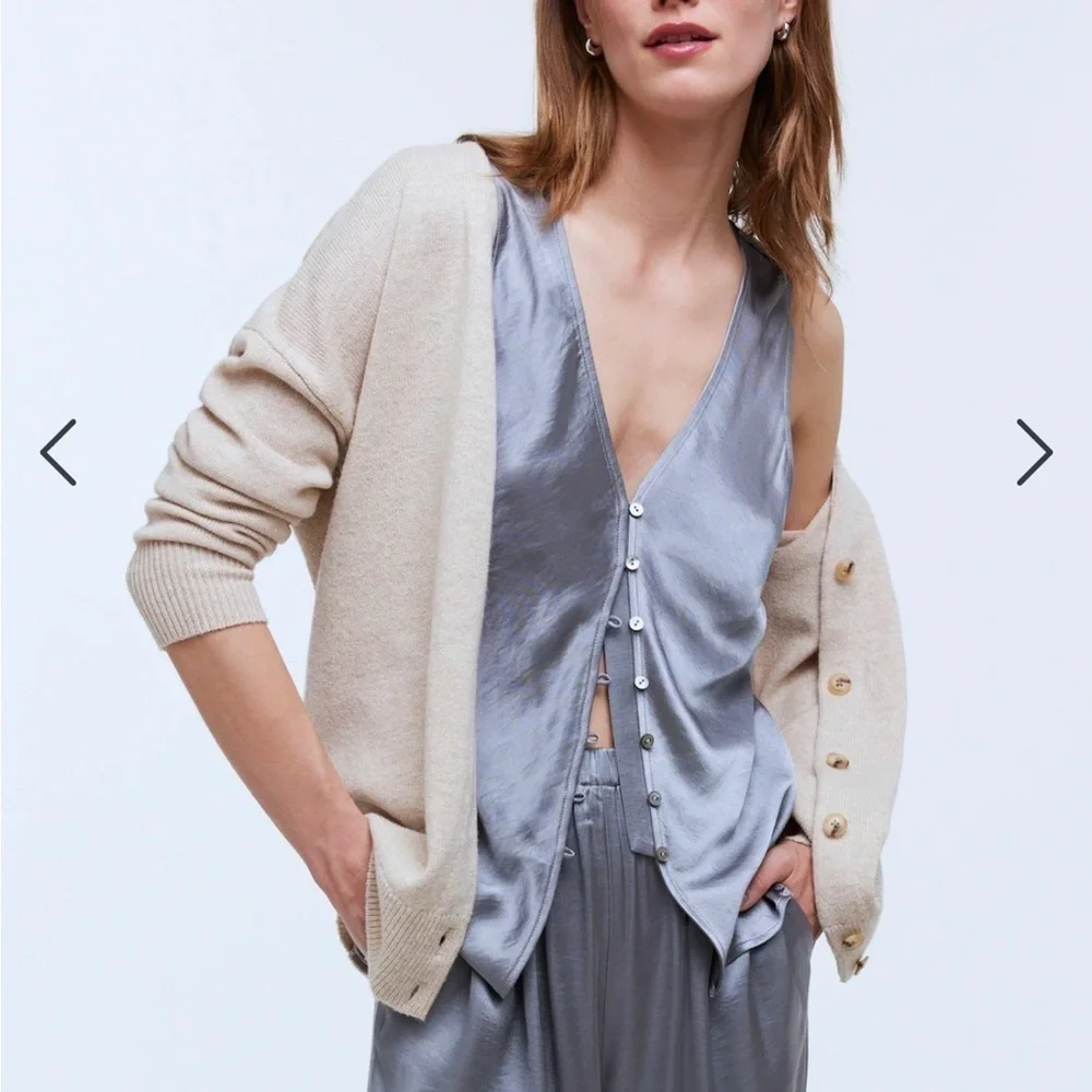 Madewell Satin Cutaway Vest Top Steel Dusk Grey size 0 NWT - Picture 10 of 10